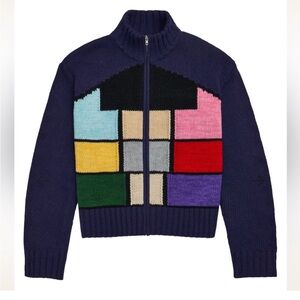 NWT Taylor Swift Lover House Zip Up Knit Sweater Colorblock Large